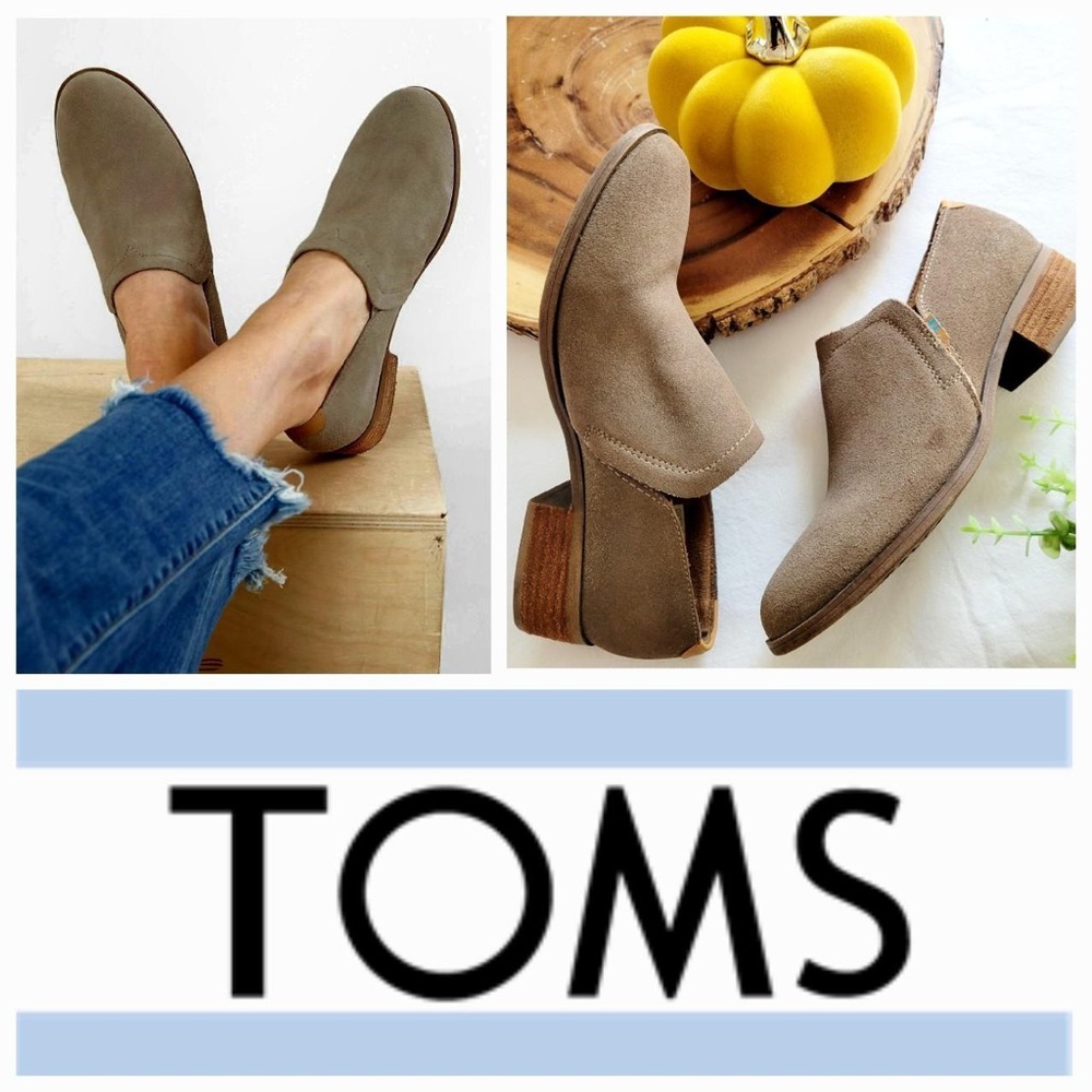 TOMS SHAYE DUSTY GOLD SUEDE WALKING
BOOTIES LOAFERS Women's Beige Slip-On